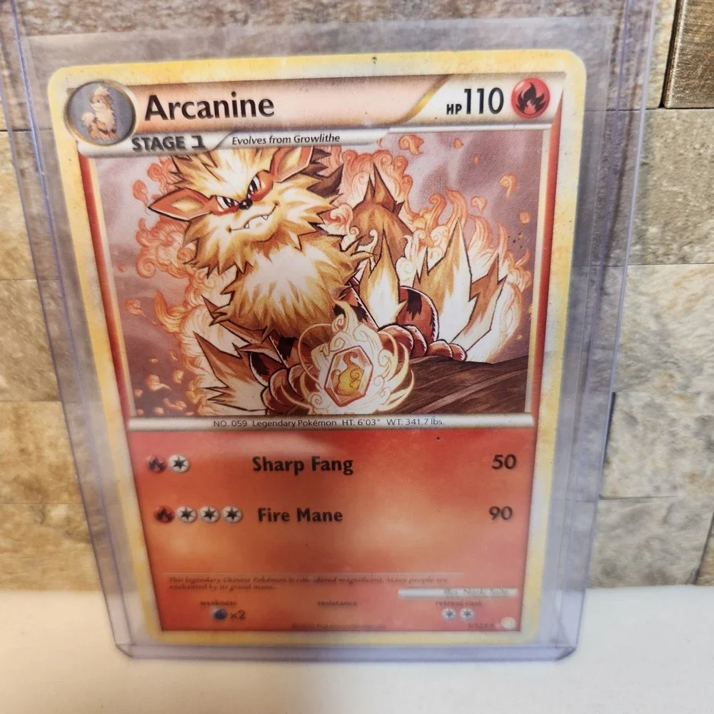 Pokemon Arcanine 1/123 Rare HeartGold SoulSilver HGSS 2010 Fire Type Card